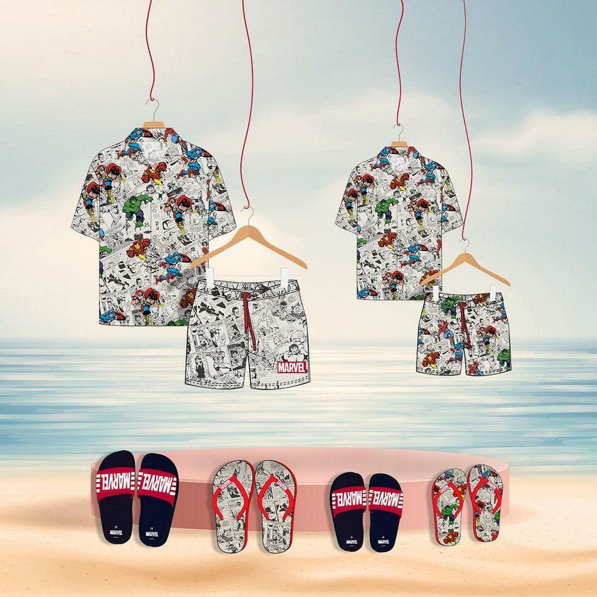 Flip Flops for menn Marvel Rød Grå